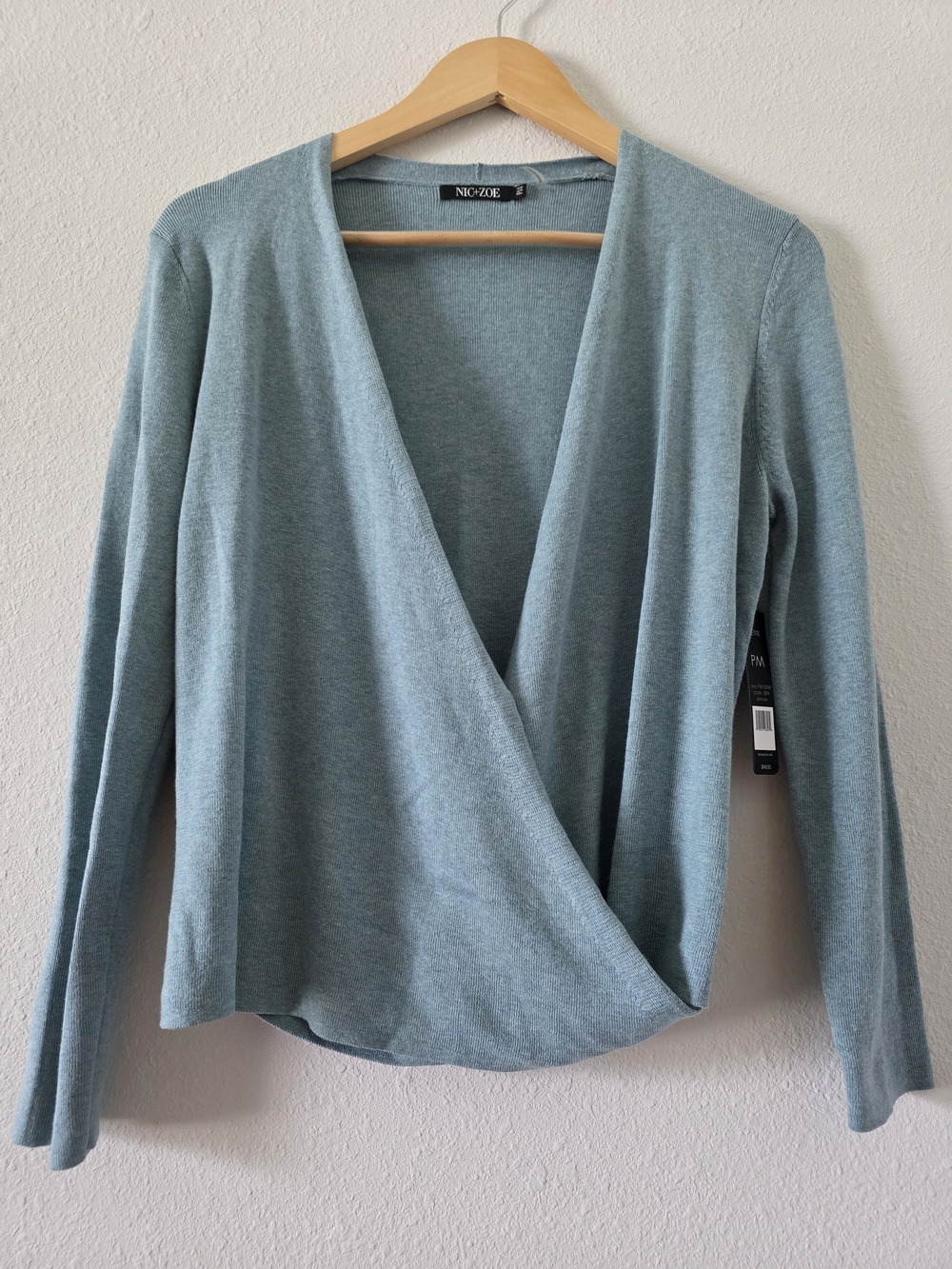 NIC+ZOE Seafoam Wrap Front Lightweight Cardigan
